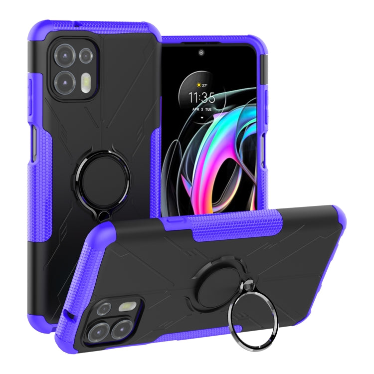 For Motorola Moto Edge 20 Lite Armor Bear Shockproof PC + TPU Phone Protective Case with Ring Holder