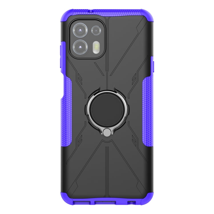For Motorola Moto Edge 20 Lite Armor Bear Shockproof PC + TPU Phone Protective Case with Ring Holder