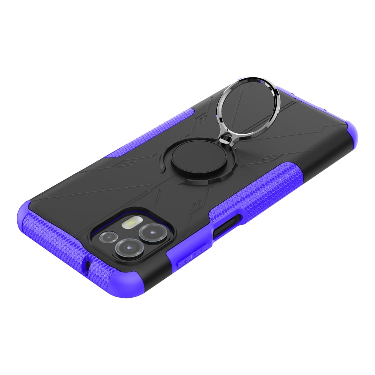 For Motorola Moto Edge 20 Lite Armor Bear Shockproof PC + TPU Phone Protective Case with Ring Holder