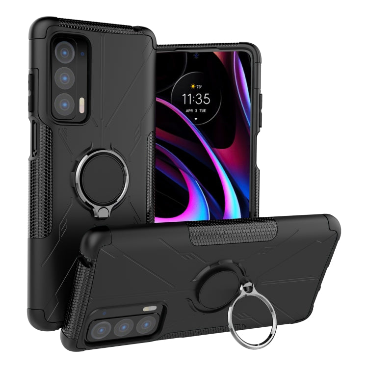 For Motorola Edge 2021 Armor Bear Shockproof PC + TPU Phone Protective Case with Ring Holder