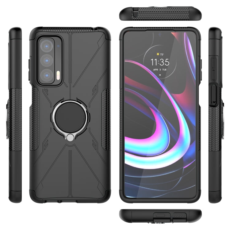 For Motorola Edge 2021 Armor Bear Shockproof PC + TPU Phone Protective Case with Ring Holder