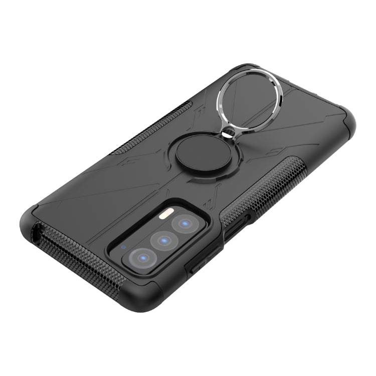 For Motorola Edge 2021 Armor Bear Shockproof PC + TPU Phone Protective Case with Ring Holder