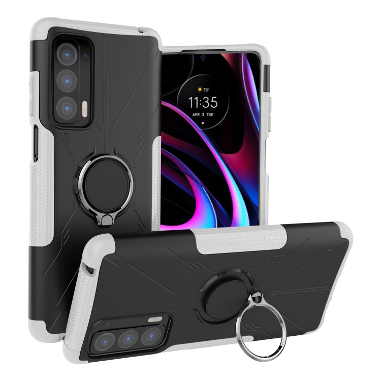 For Motorola Edge 2021 Armor Bear Shockproof PC + TPU Phone Protective Case with Ring Holder