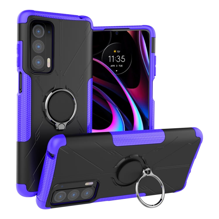 For Motorola Edge 2021 Armor Bear Shockproof PC + TPU Phone Protective Case with Ring Holder