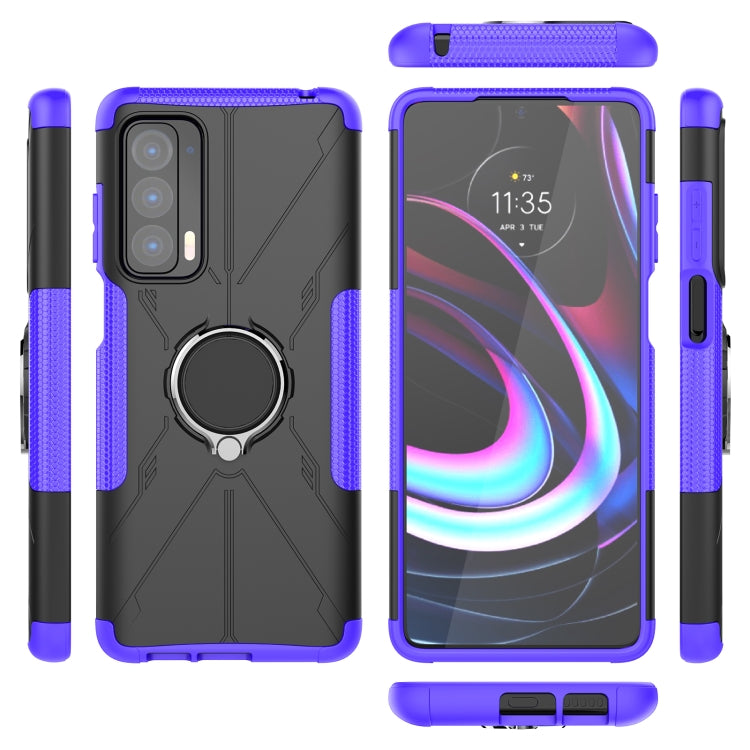 For Motorola Edge 2021 Armor Bear Shockproof PC + TPU Phone Protective Case with Ring Holder