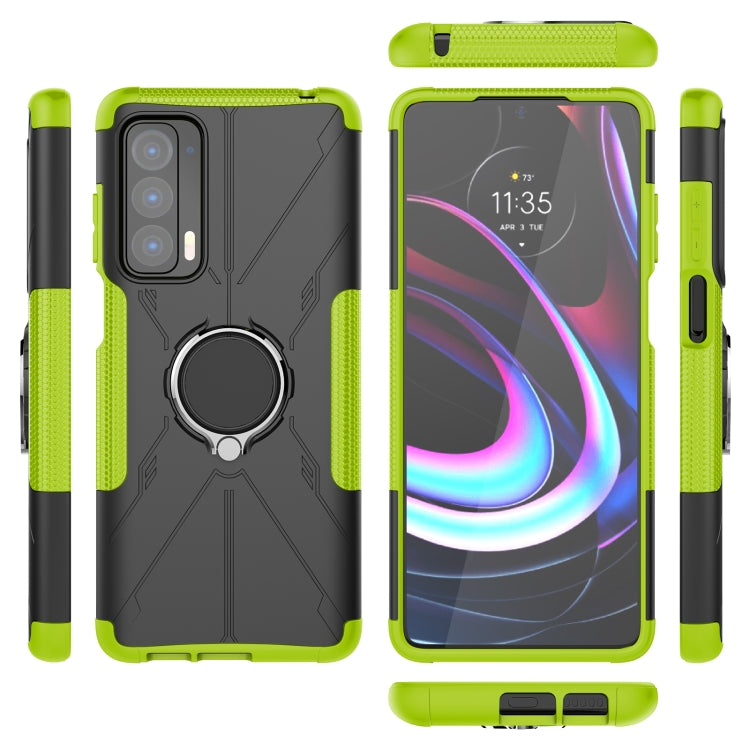 For Motorola Edge 2021 Armor Bear Shockproof PC + TPU Phone Protective Case with Ring Holder