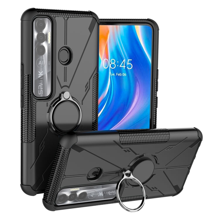 For Tecno Spark 7 Pro Armor Bear Shockproof PC + TPU Phone Protective Case with Ring Holder
