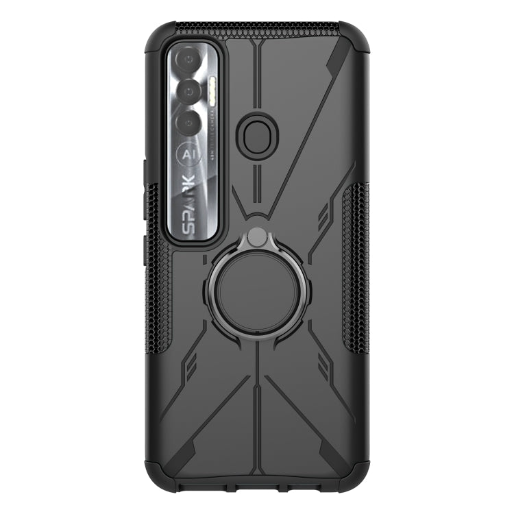 For Tecno Spark 7 Pro Armor Bear Shockproof PC + TPU Phone Protective Case with Ring Holder