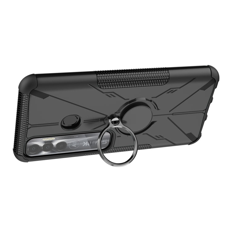 For Tecno Spark 7 Pro Armor Bear Shockproof PC + TPU Phone Protective Case with Ring Holder