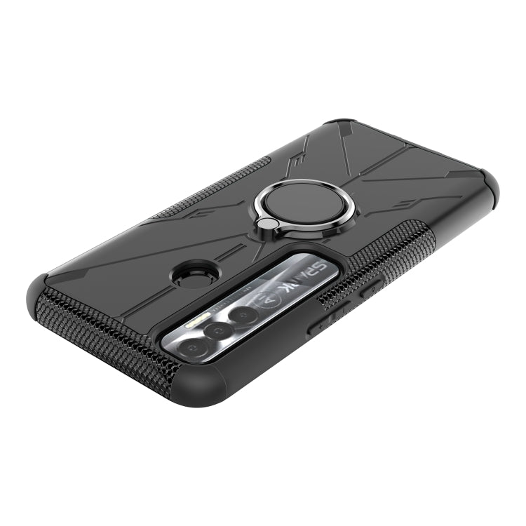 For Tecno Spark 7 Pro Armor Bear Shockproof PC + TPU Phone Protective Case with Ring Holder
