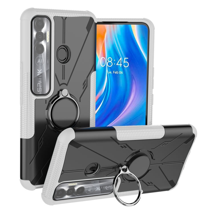 For Tecno Spark 7 Pro Armor Bear Shockproof PC + TPU Phone Protective Case with Ring Holder