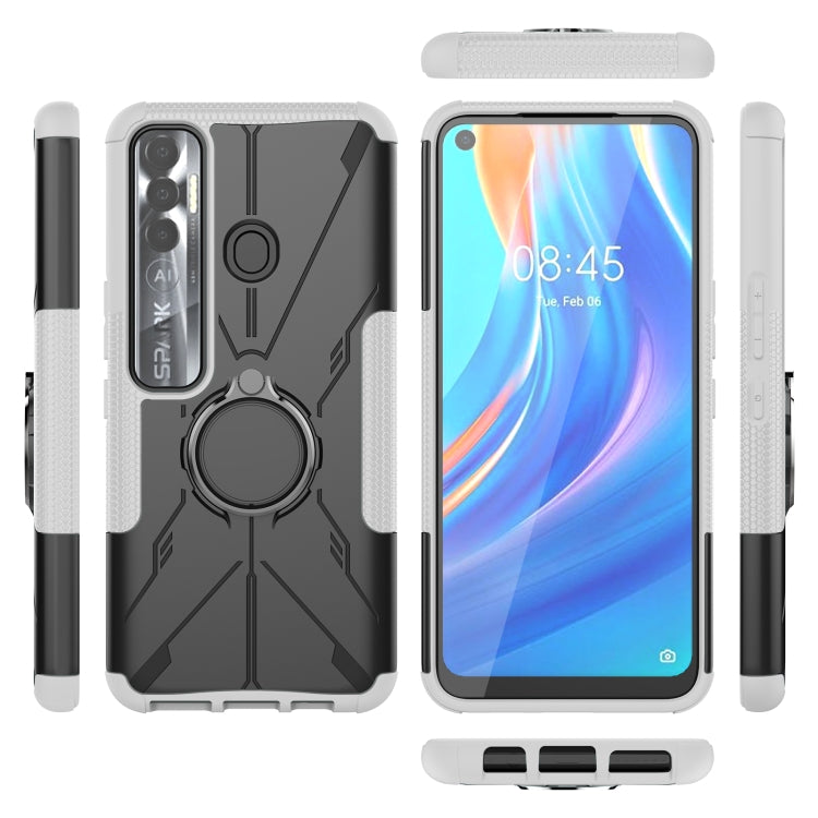 For Tecno Spark 7 Pro Armor Bear Shockproof PC + TPU Phone Protective Case with Ring Holder
