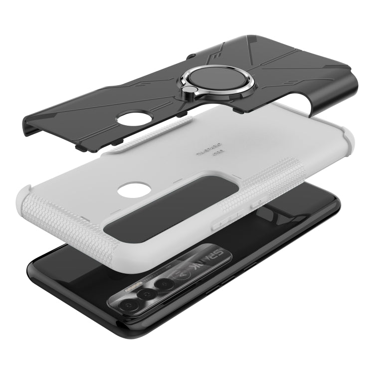 For Tecno Spark 7 Pro Armor Bear Shockproof PC + TPU Phone Protective Case with Ring Holder