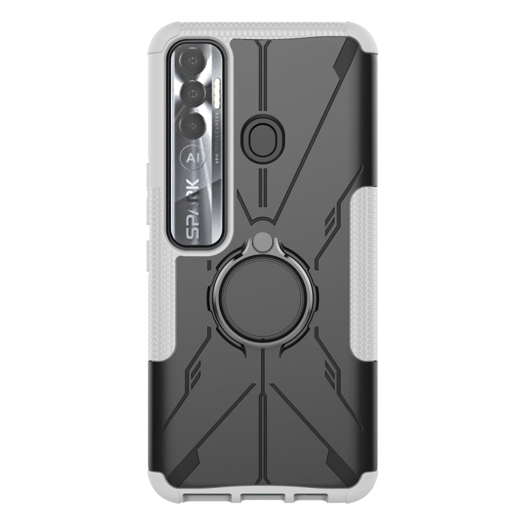 For Tecno Spark 7 Pro Armor Bear Shockproof PC + TPU Phone Protective Case with Ring Holder