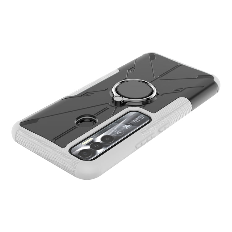 For Tecno Spark 7 Pro Armor Bear Shockproof PC + TPU Phone Protective Case with Ring Holder