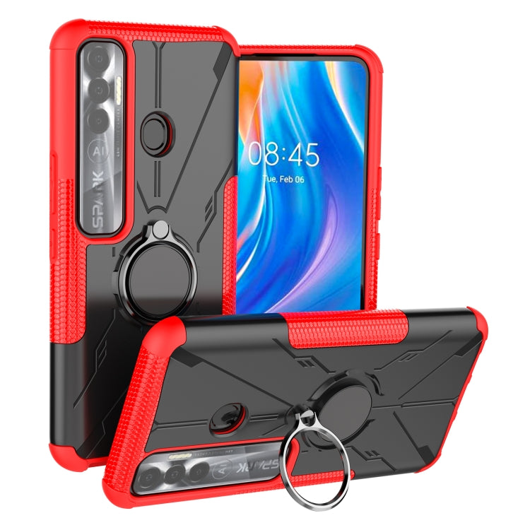 For Tecno Spark 7 Pro Armor Bear Shockproof PC + TPU Phone Protective Case with Ring Holder