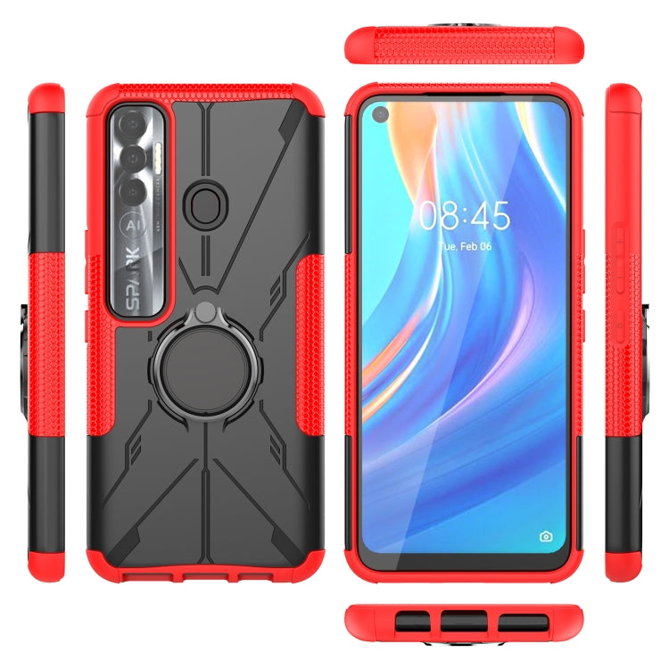 For Tecno Spark 7 Pro Armor Bear Shockproof PC + TPU Phone Protective Case with Ring Holder