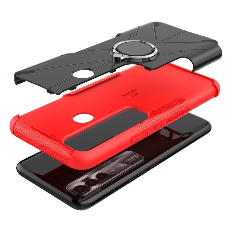 For Tecno Spark 7 Pro Armor Bear Shockproof PC + TPU Phone Protective Case with Ring Holder