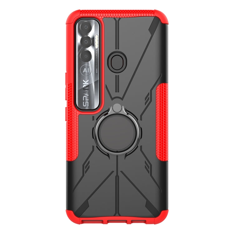 For Tecno Spark 7 Pro Armor Bear Shockproof PC + TPU Phone Protective Case with Ring Holder