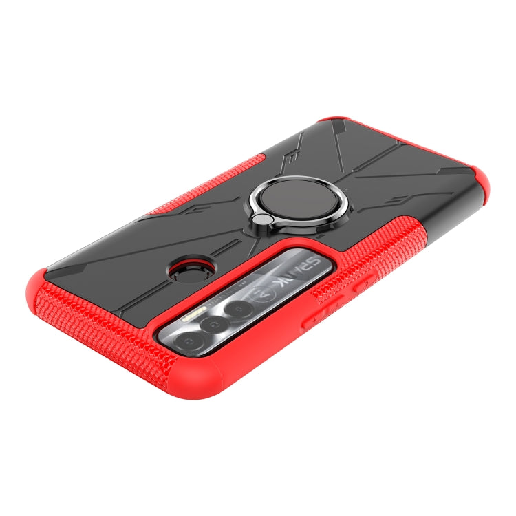 For Tecno Spark 7 Pro Armor Bear Shockproof PC + TPU Phone Protective Case with Ring Holder