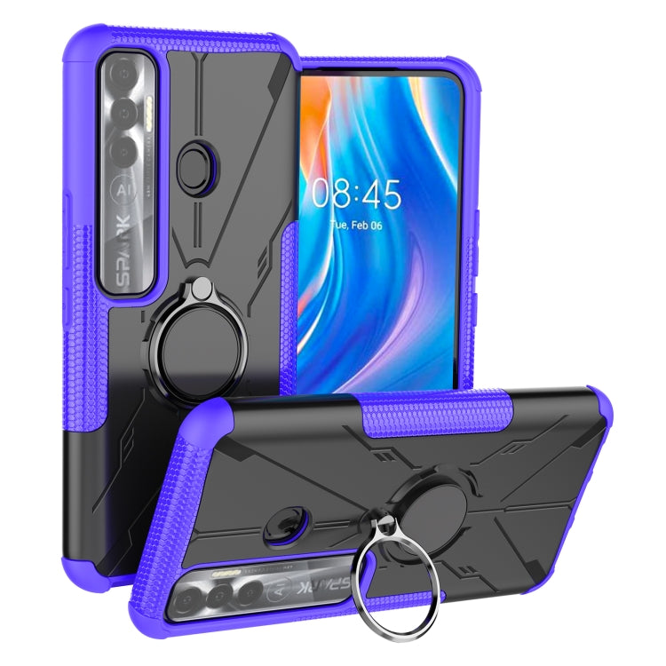 For Tecno Spark 7 Pro Armor Bear Shockproof PC + TPU Phone Protective Case with Ring Holder