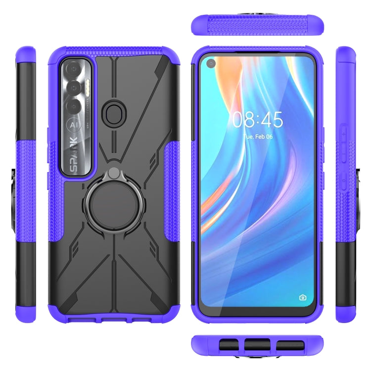 For Tecno Spark 7 Pro Armor Bear Shockproof PC + TPU Phone Protective Case with Ring Holder