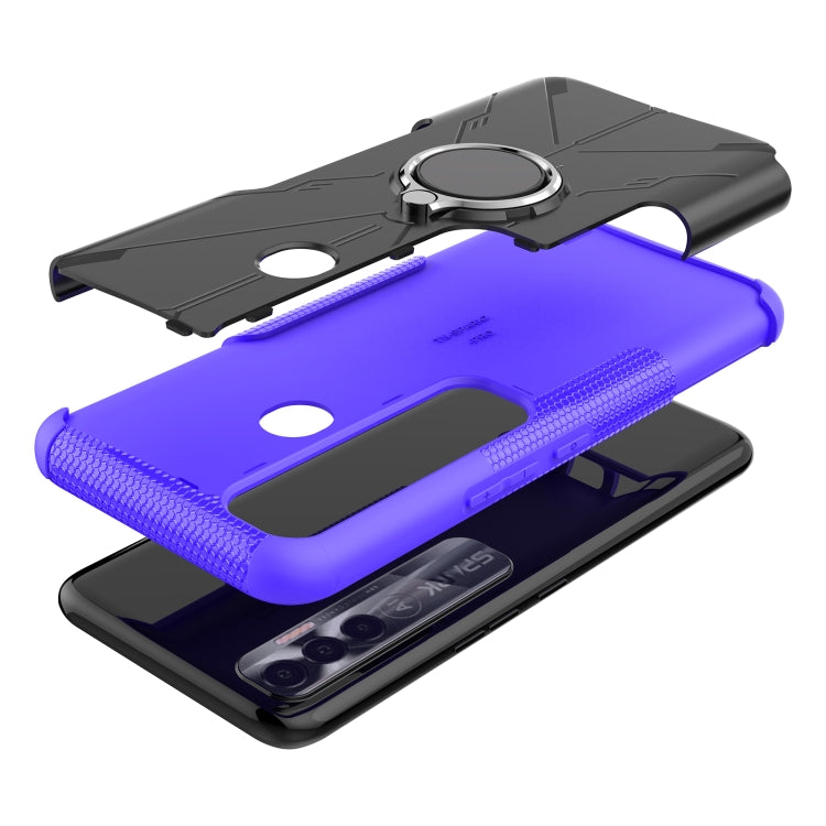 For Tecno Spark 7 Pro Armor Bear Shockproof PC + TPU Phone Protective Case with Ring Holder