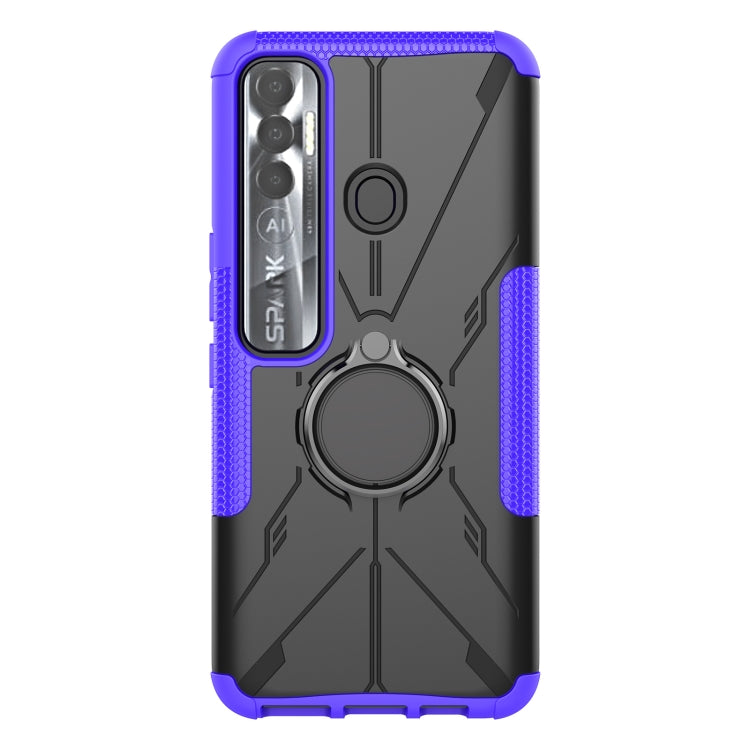 For Tecno Spark 7 Pro Armor Bear Shockproof PC + TPU Phone Protective Case with Ring Holder