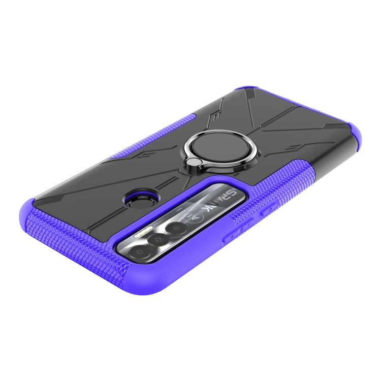 For Tecno Spark 7 Pro Armor Bear Shockproof PC + TPU Phone Protective Case with Ring Holder