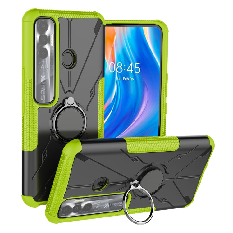 For Tecno Spark 7 Pro Armor Bear Shockproof PC + TPU Phone Protective Case with Ring Holder