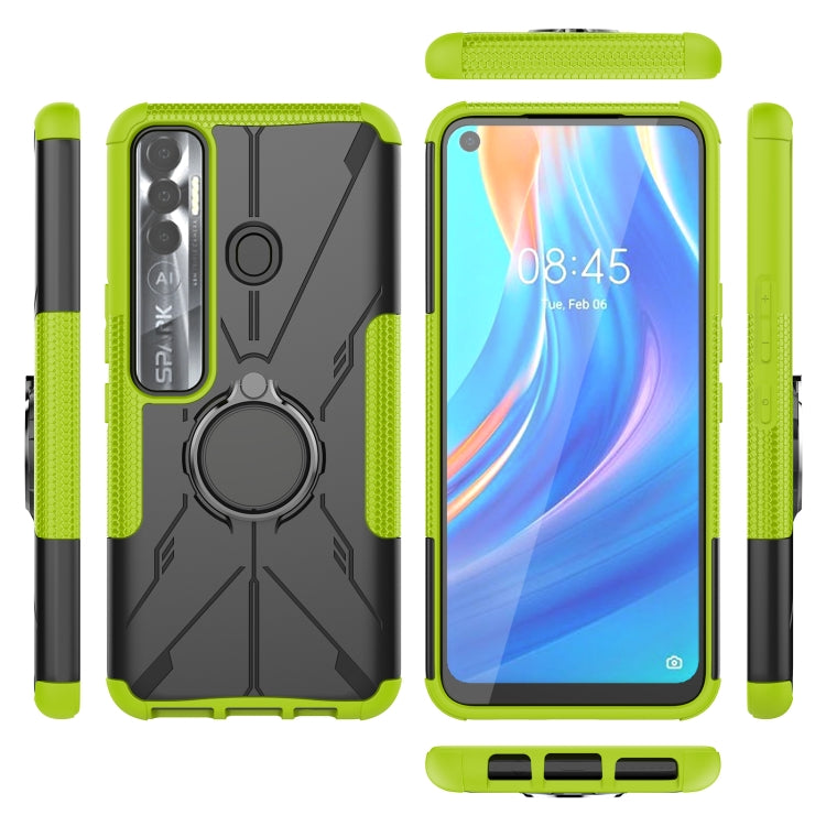 For Tecno Spark 7 Pro Armor Bear Shockproof PC + TPU Phone Protective Case with Ring Holder