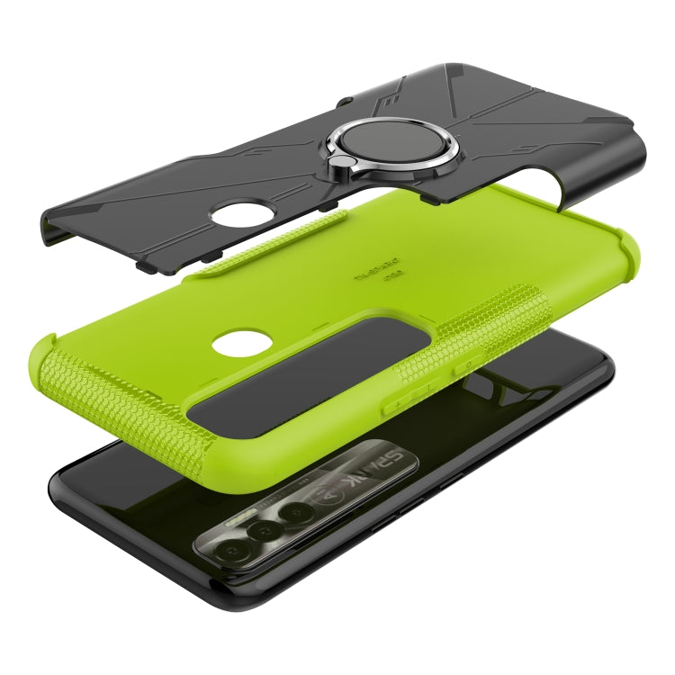 For Tecno Spark 7 Pro Armor Bear Shockproof PC + TPU Phone Protective Case with Ring Holder