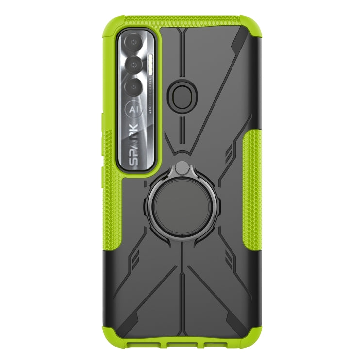 For Tecno Spark 7 Pro Armor Bear Shockproof PC + TPU Phone Protective Case with Ring Holder