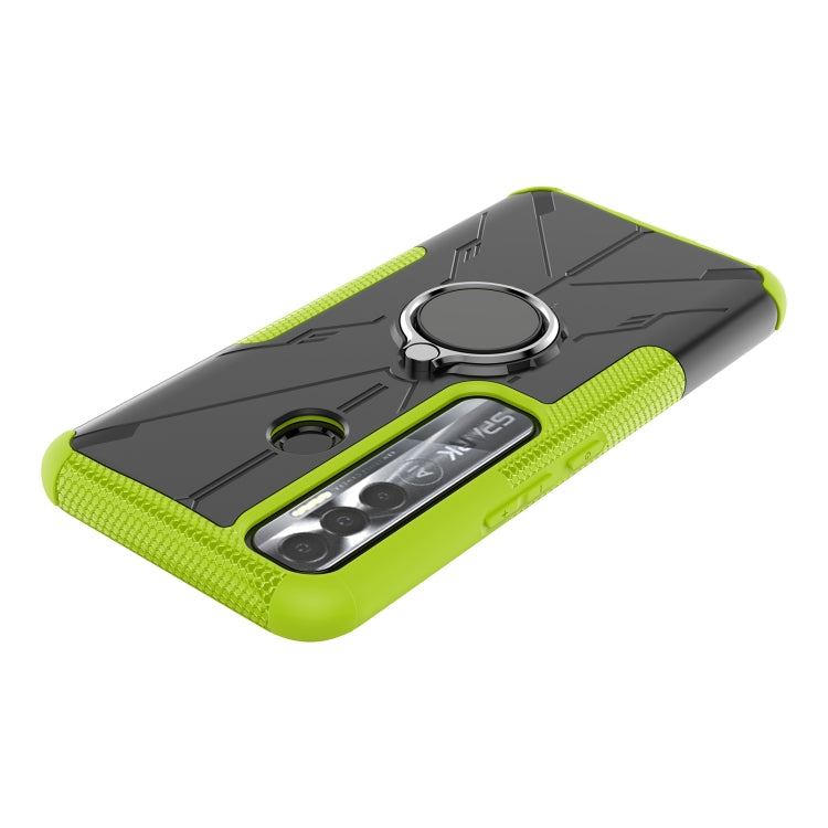 For Tecno Spark 7 Pro Armor Bear Shockproof PC + TPU Phone Protective Case with Ring Holder