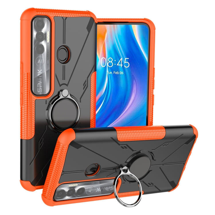 For Tecno Spark 7 Pro Armor Bear Shockproof PC + TPU Phone Protective Case with Ring Holder