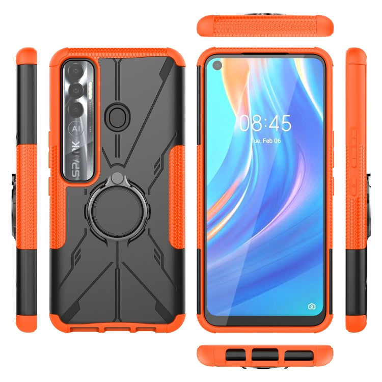 For Tecno Spark 7 Pro Armor Bear Shockproof PC + TPU Phone Protective Case with Ring Holder