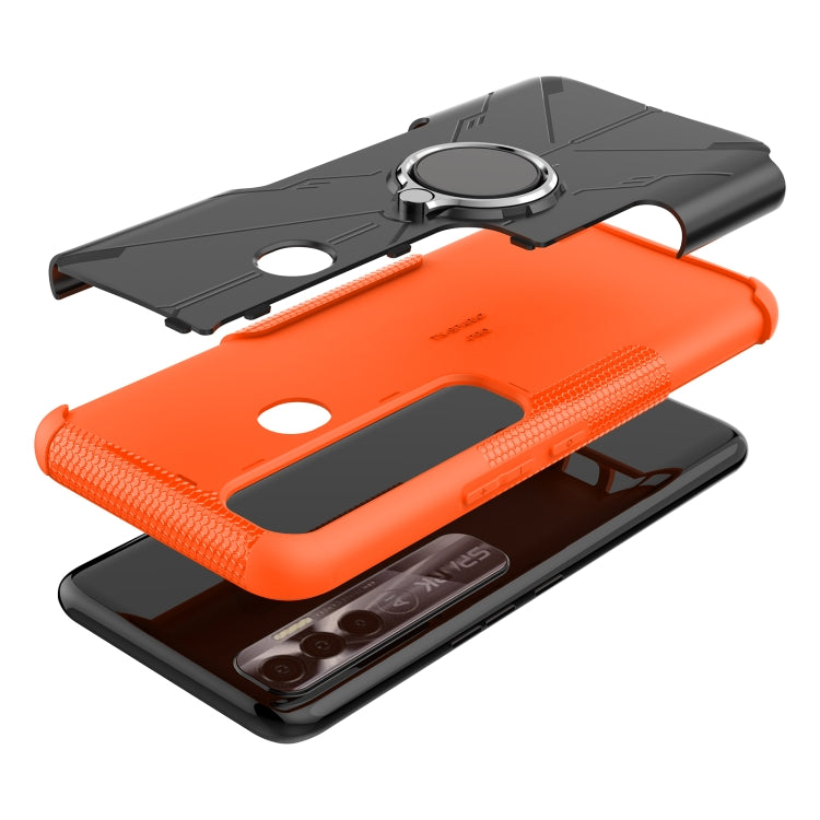 For Tecno Spark 7 Pro Armor Bear Shockproof PC + TPU Phone Protective Case with Ring Holder
