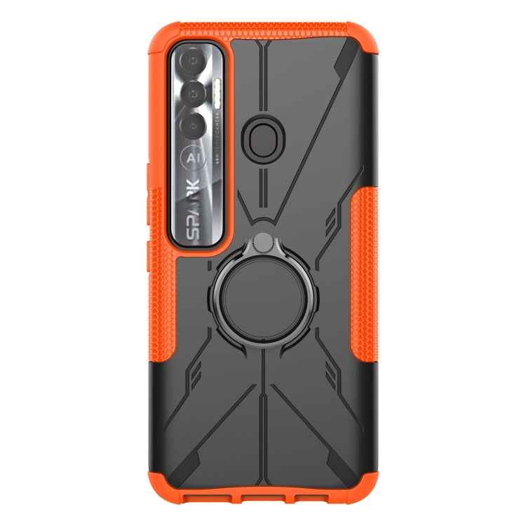For Tecno Spark 7 Pro Armor Bear Shockproof PC + TPU Phone Protective Case with Ring Holder