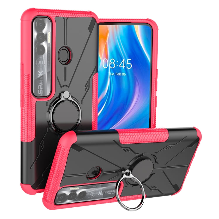 For Tecno Spark 7 Pro Armor Bear Shockproof PC + TPU Phone Protective Case with Ring Holder