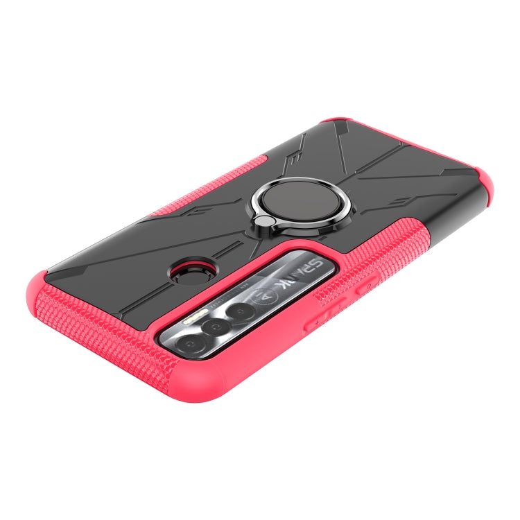 For Tecno Spark 7 Pro Armor Bear Shockproof PC + TPU Phone Protective Case with Ring Holder