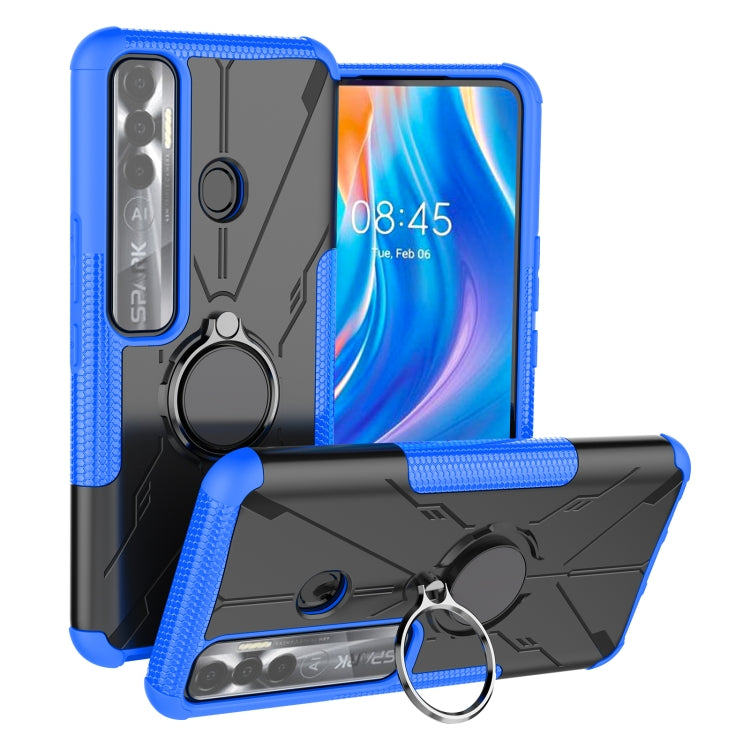 For Tecno Spark 7 Pro Armor Bear Shockproof PC + TPU Phone Protective Case with Ring Holder