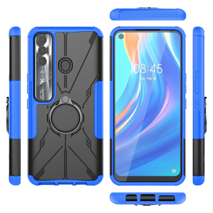 For Tecno Spark 7 Pro Armor Bear Shockproof PC + TPU Phone Protective Case with Ring Holder