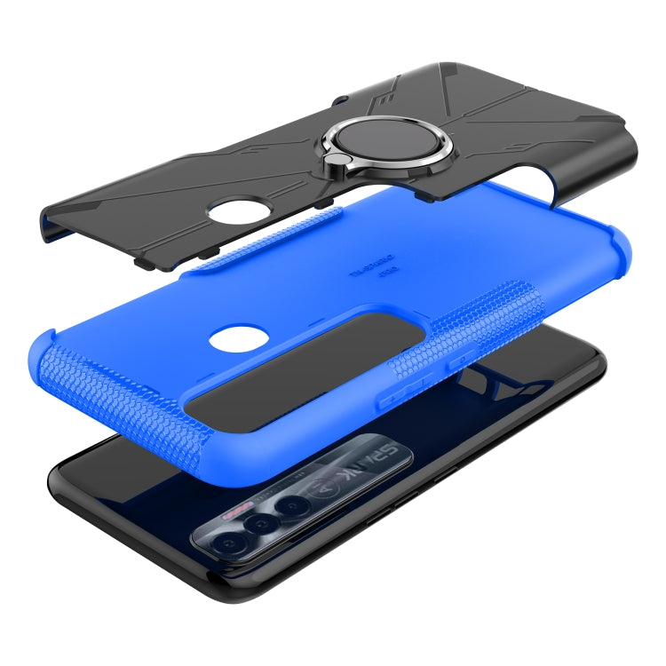 For Tecno Spark 7 Pro Armor Bear Shockproof PC + TPU Phone Protective Case with Ring Holder