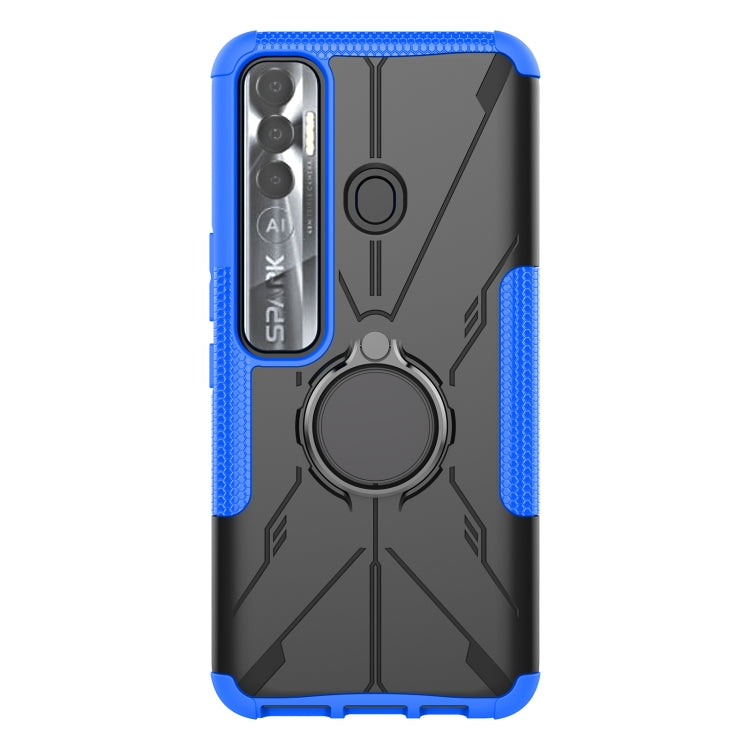For Tecno Spark 7 Pro Armor Bear Shockproof PC + TPU Phone Protective Case with Ring Holder