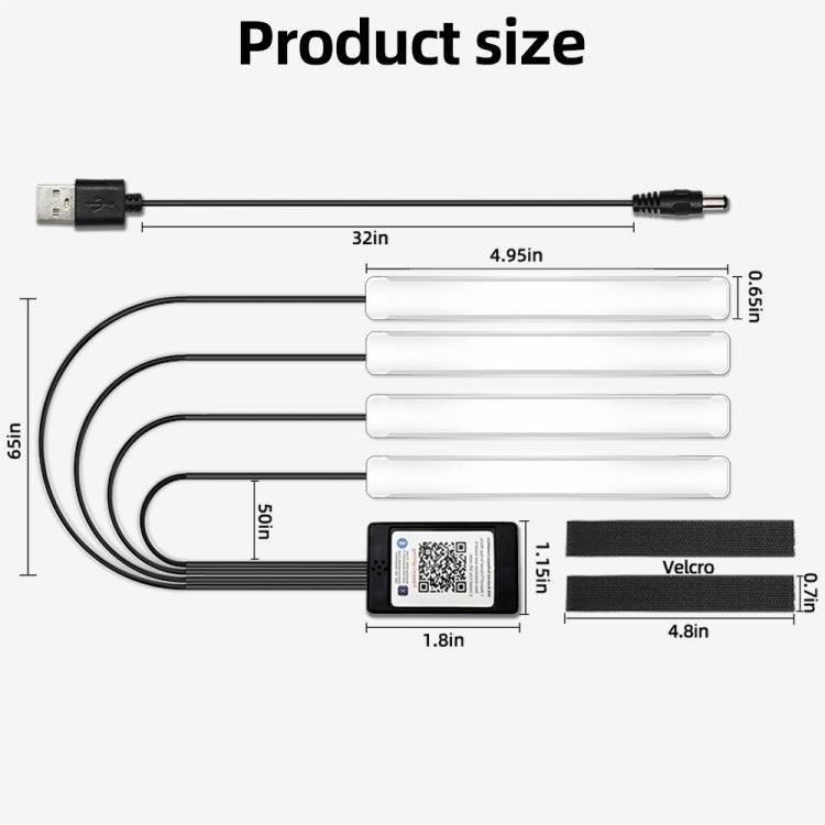 EV21 4 in 1 Bluetooth APP Car Ambient Light Atmosphere Lamp USB Version