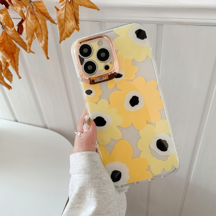 For iPhone 13 Dual-side Laminating IMD Plating Flower Pattern TPU Phone Case
