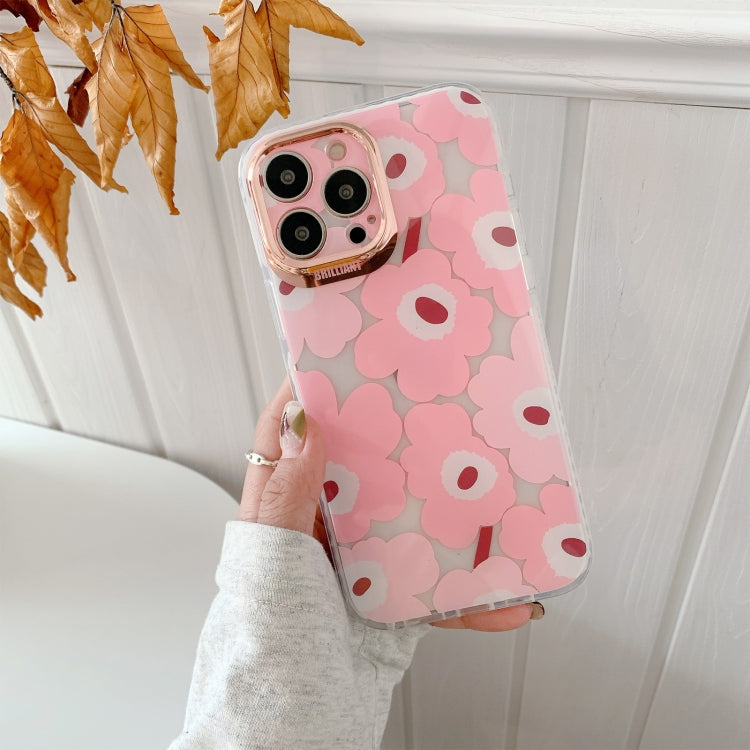 For iPhone 13 Pro Dual-side Laminating IMD Plating Flower Pattern TPU Phone Case