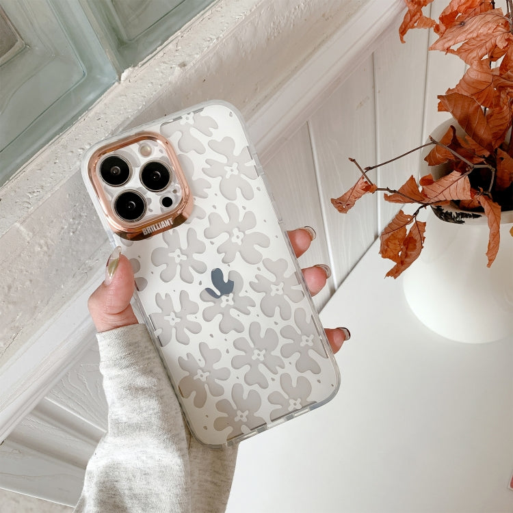 For iPhone 13 Pro Dual-side Laminating IMD Plating Flower Pattern TPU Phone Case