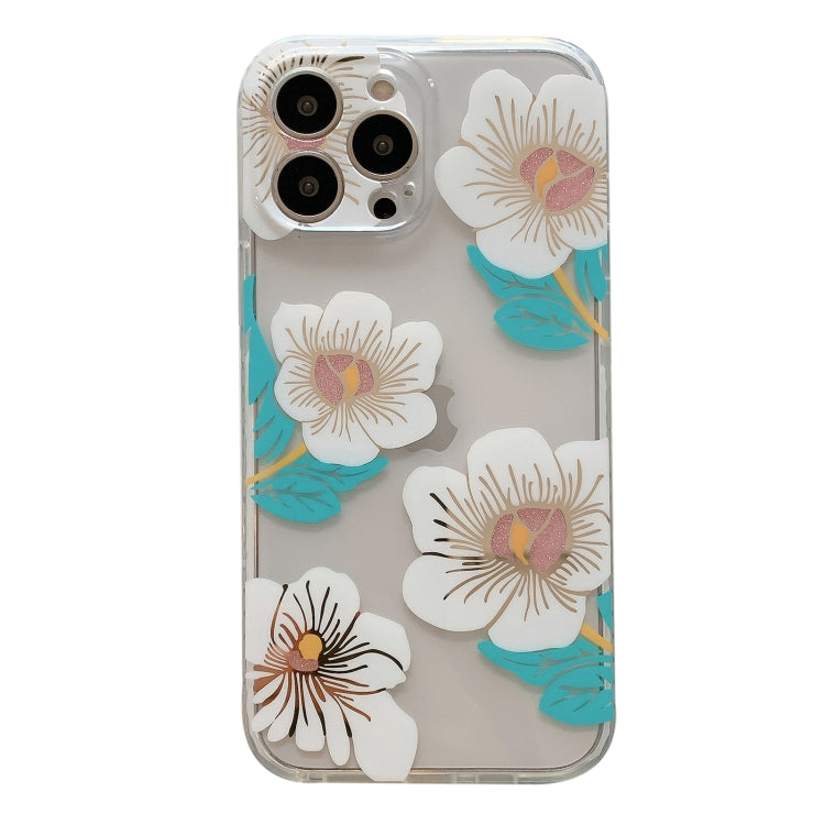 For iPhone 13 Pro Dual-side Laminating IMD Plating Flower Pattern TPU Phone Case