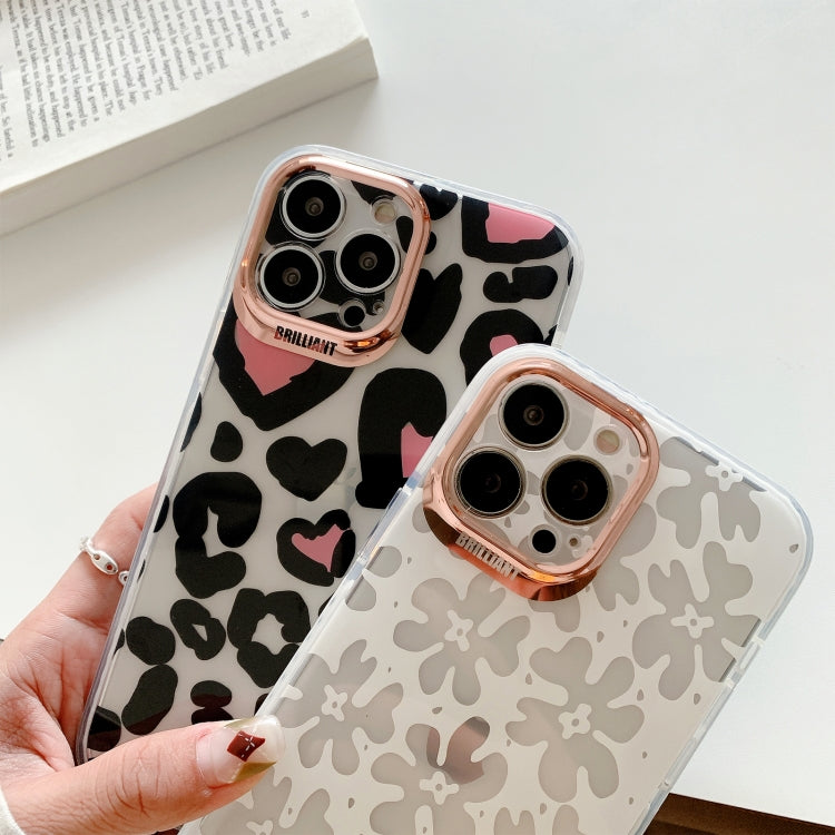 For iPhone 13 Pro Max Dual-side Laminating IMD Plating Flower Pattern TPU Phone Case